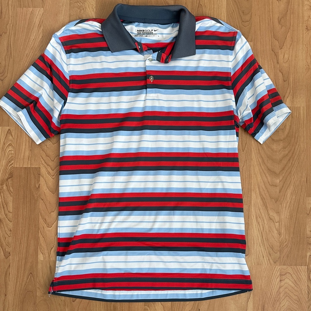 Nike Golf Polo with Red and Blue Stripes